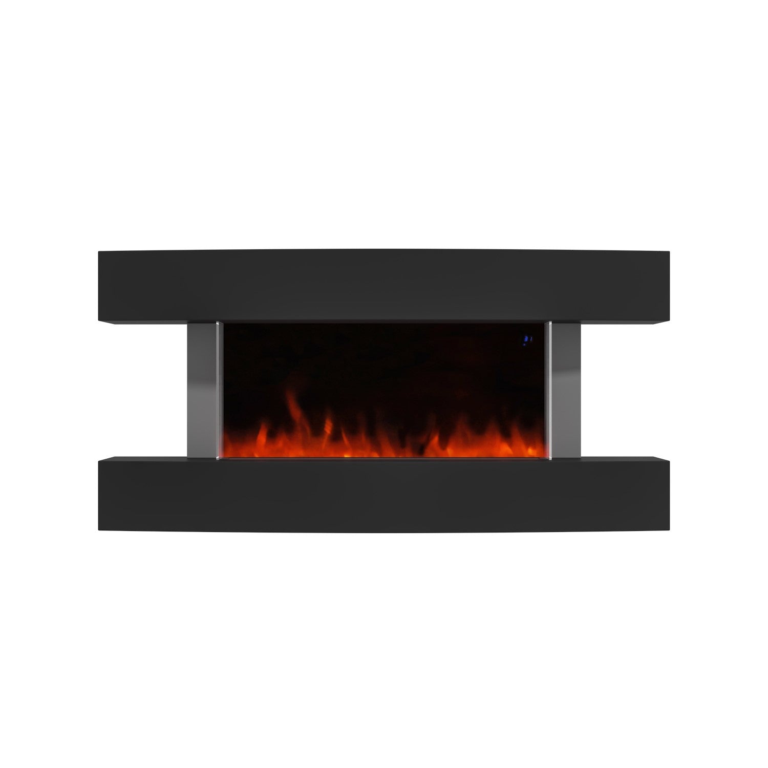 Matt Black Wall Mounted Curved Electric Fire 47 Inch